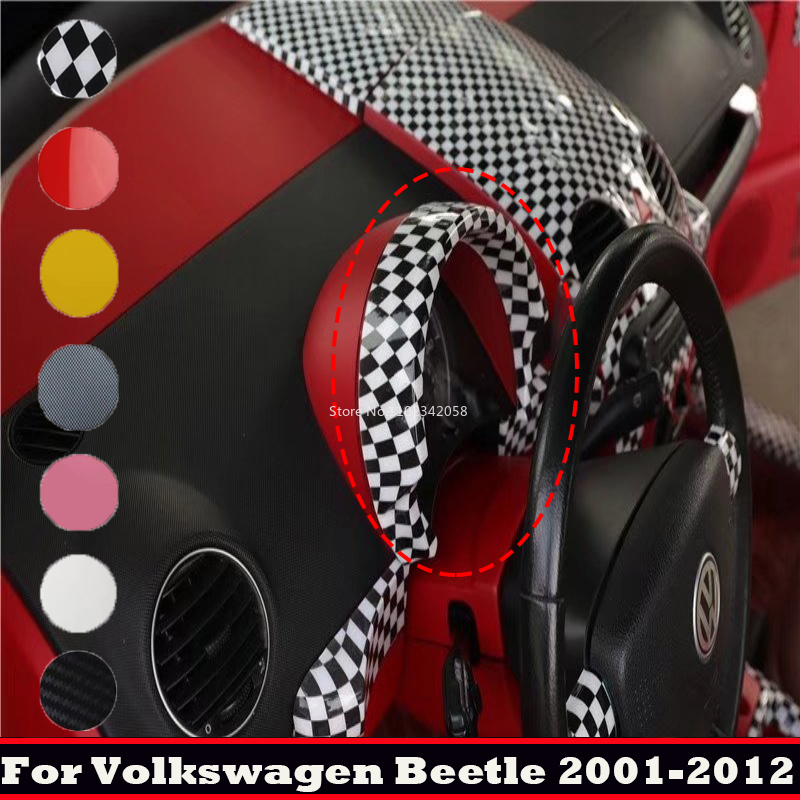 Interior Design Handbook - フォルクスワーゲン VW ビートル 2001-2012 ABS カーボンファイバー車のダッシュボードダッシュボードカバー計器フレームインテリア装飾ステッカー
