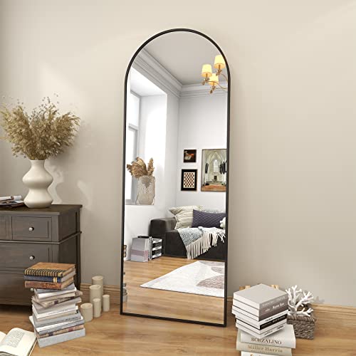 Arch Mirror Leaning - 64インチ x 21インチ フルレングスアーチフロアミラー スタンド付き ブラック