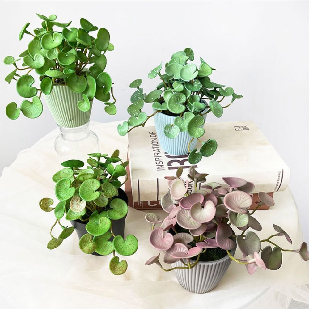 Interior Design Office - 柔らかい接着剤人工植物,エヴァ,緑の多肉植物の葉,壁掛け,家庭とオフィス,偽の銅コイン草