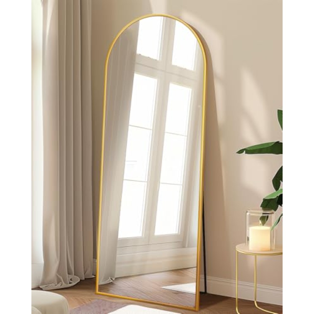 Arch Mirror Leaning - 全身鏡、59インチ×18インチのアーチ型全身鏡、スタンド付きフロアミラー、自立式・壁掛け式・立てかけ式のボディミラー