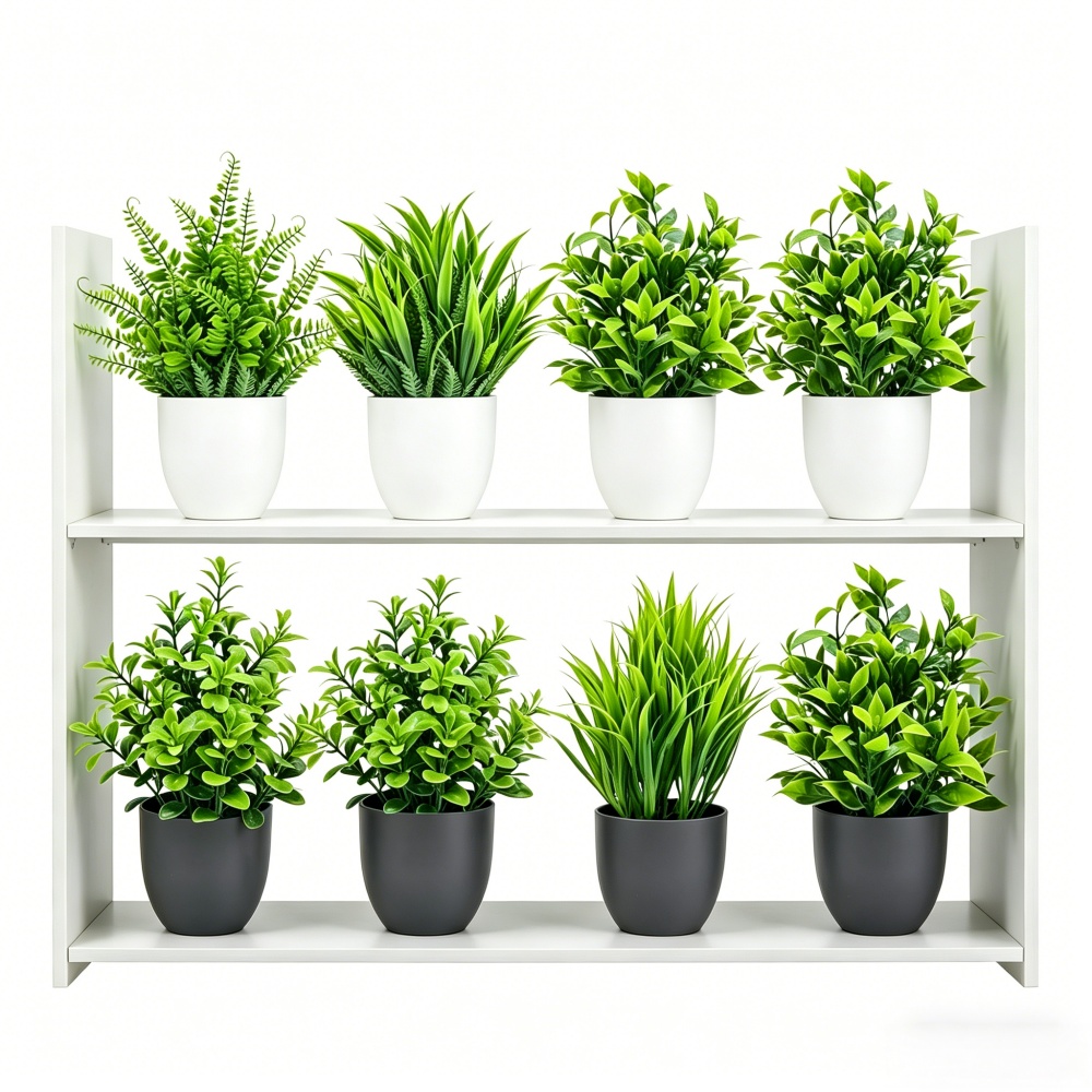Interior Design Office - 4個セット ミニ人工植物 鉢植え 室内/屋外装飾 グリーン盆栽 自宅/庭/オフィス/リビングルームの装飾飾り