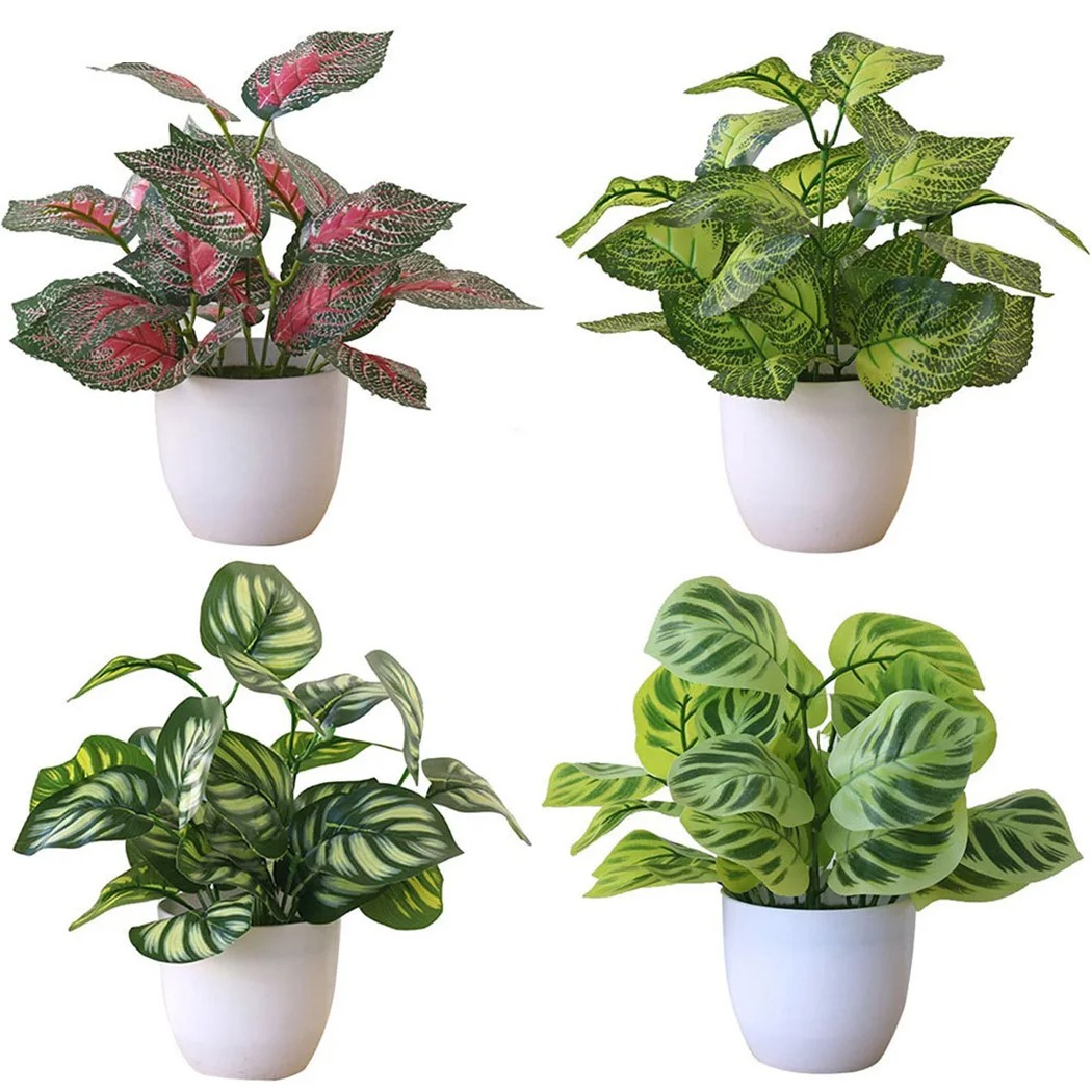 Interior Design Office - 1PC 人工観葉植木鉢盆栽パーティーモールホームデスクトップオフィス装飾小さな盆栽造花鉢植え家の装飾