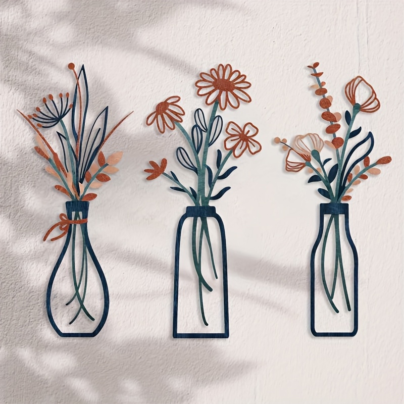 3つの大きな花柄の壁掛け彫刻 - モダンなファームハウス装飾 - Interior Design Office のレビューと価格