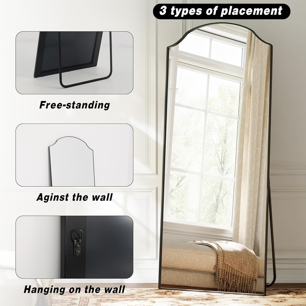 トリプルアーチ型ミラー、全長65インチ×24インチ、スタンド - Arch Mirror Leaning のレビューと価格