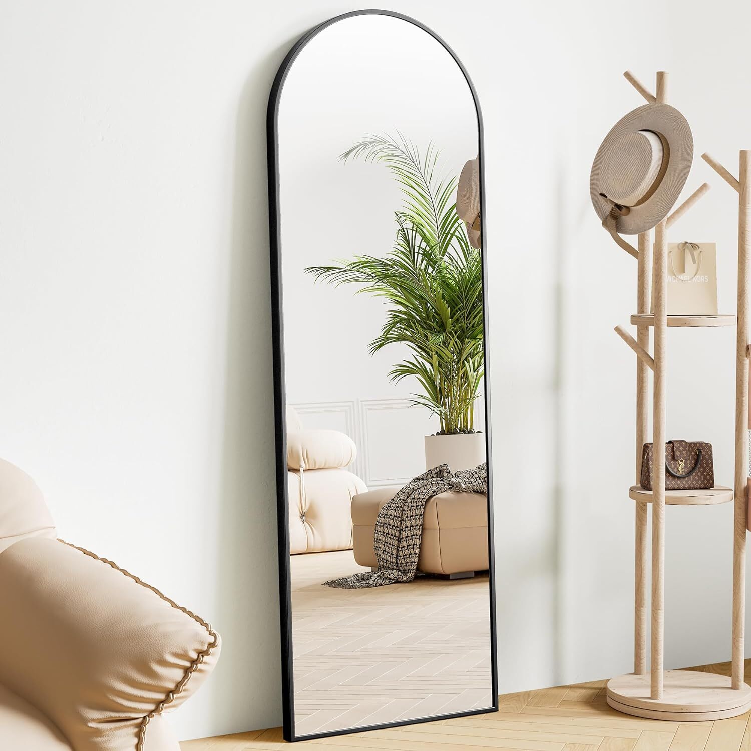 59インチアーチ型全身鏡、壁掛け/壁掛け式合金フレームミラー - Arch Mirror Leaning のレビューと価格