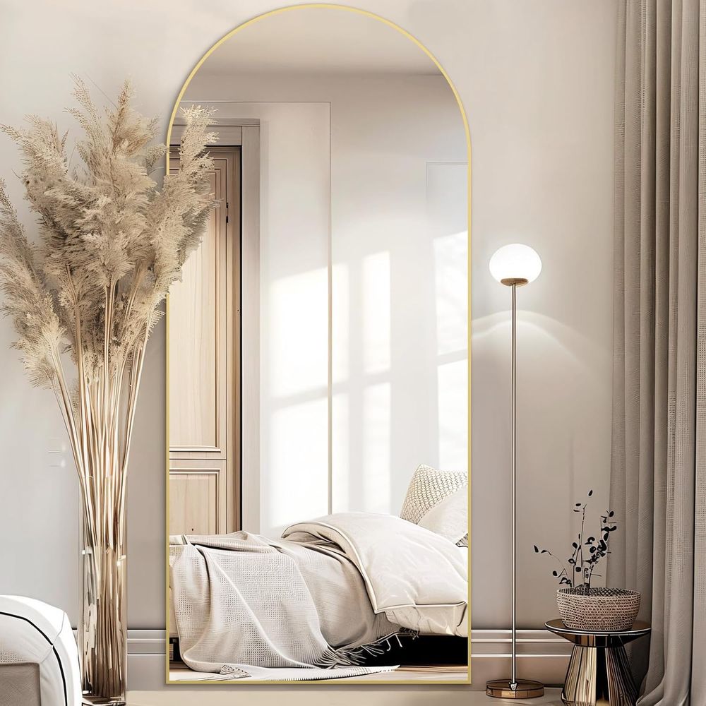 アーチ型全長ミラー、76x34特大フロアミラー、ゴールド | - Arch Mirror Leaning のレビューと価格