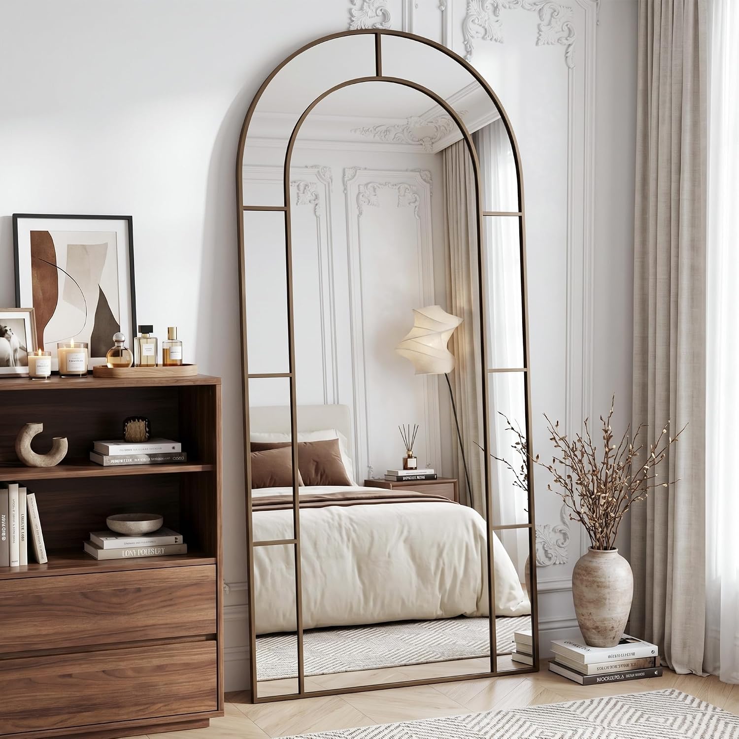 76インチ x 34インチ アーチ型全身鏡、メタルフレーム付 - Arch Mirror Leaning のレビューと価格