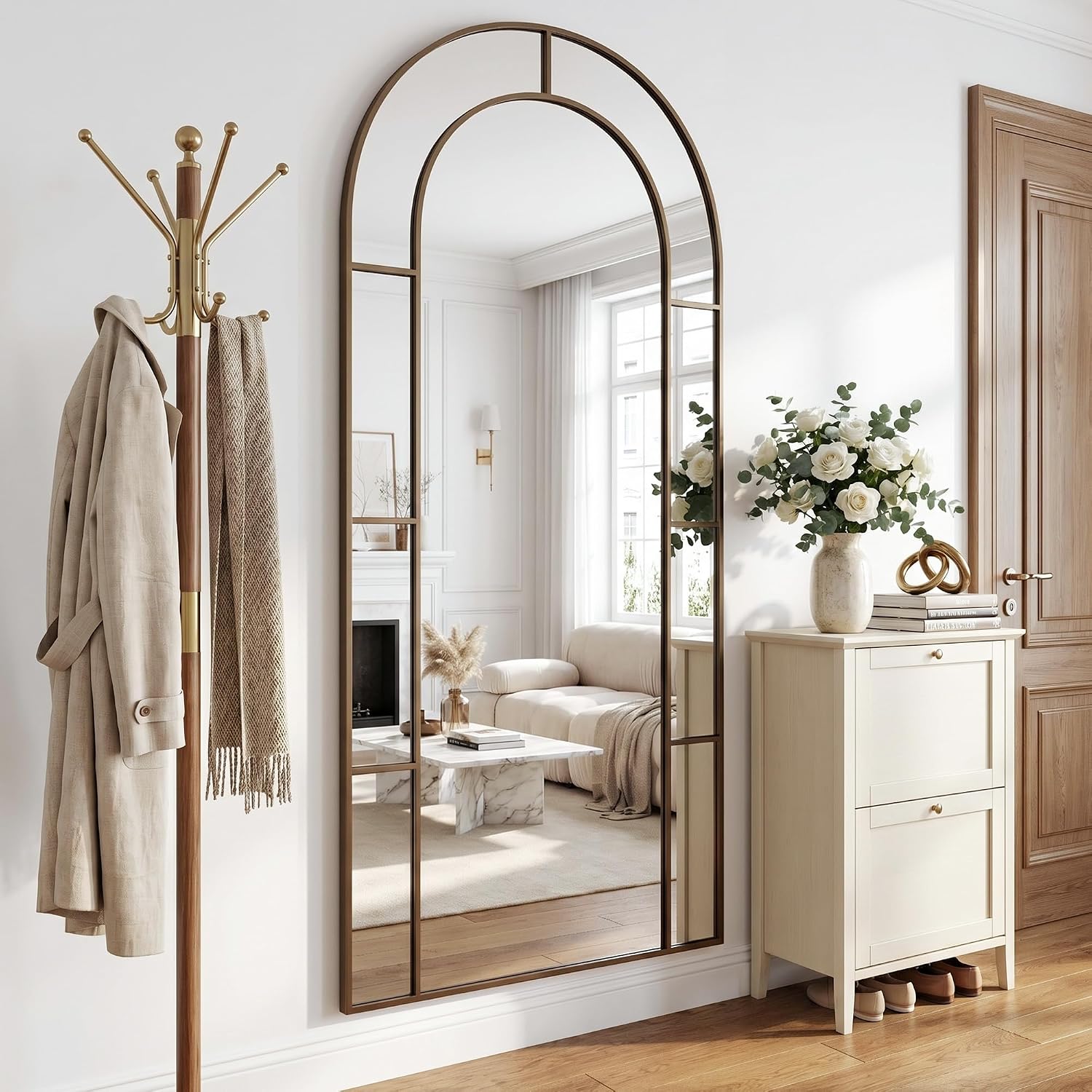76インチ x 34インチ アーチ型全身鏡、メタルフレーム付 - Arch Mirror Leaning のレビューと価格