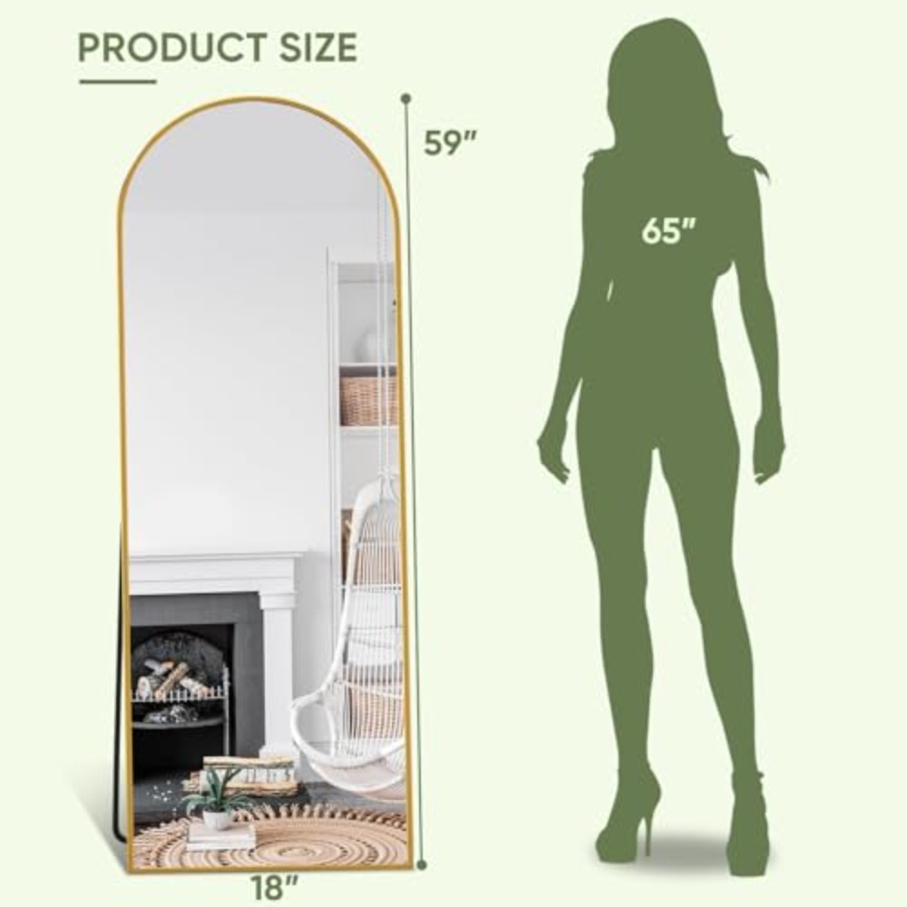 全身鏡、59インチ×18インチのアーチ型全身鏡、スタンド付き - Arch Mirror Leaning のレビューと価格