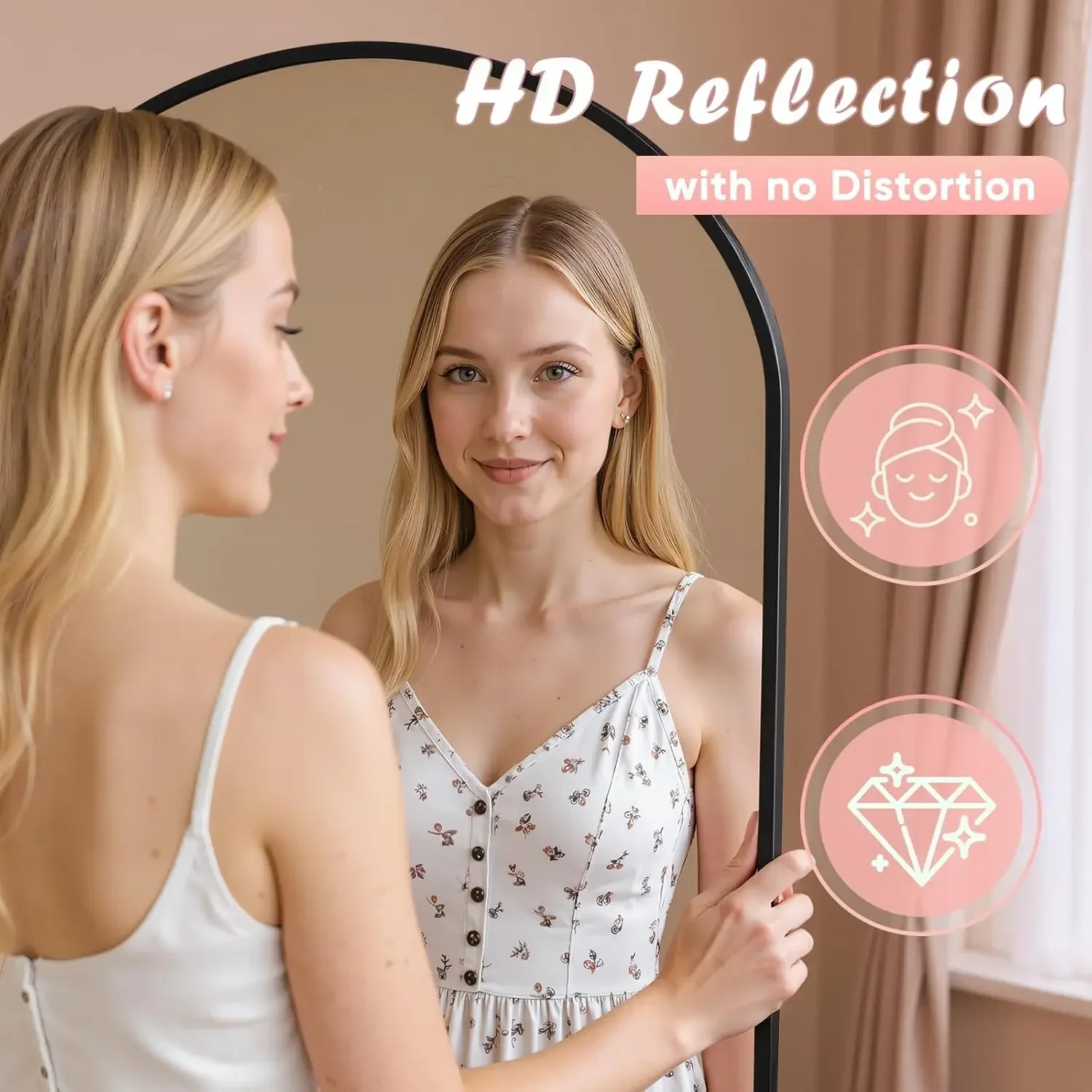 アーチ型全身鏡 71インチ×32インチ 全身鏡 スタンド式フ - Arch Mirror Leaning のレビューと価格