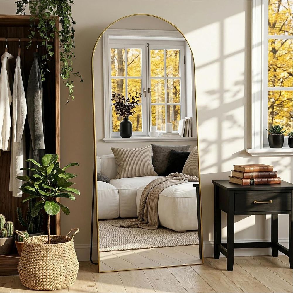 アーチ型の全身鏡 71 x 28インチ、スタンド付き全身鏡、 - Arch Mirror Leaning のレビューと価格