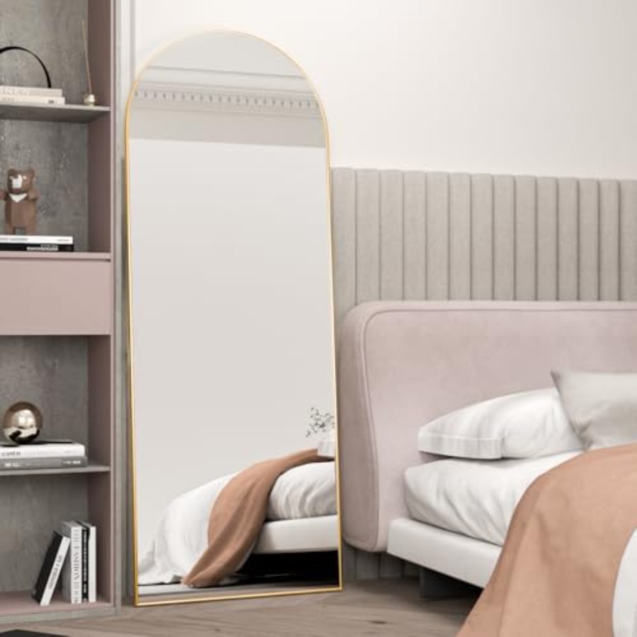 全身鏡、56インチ×16インチのアーチ型フロアミラー（スタン - Arch Mirror Leaning のレビューと価格