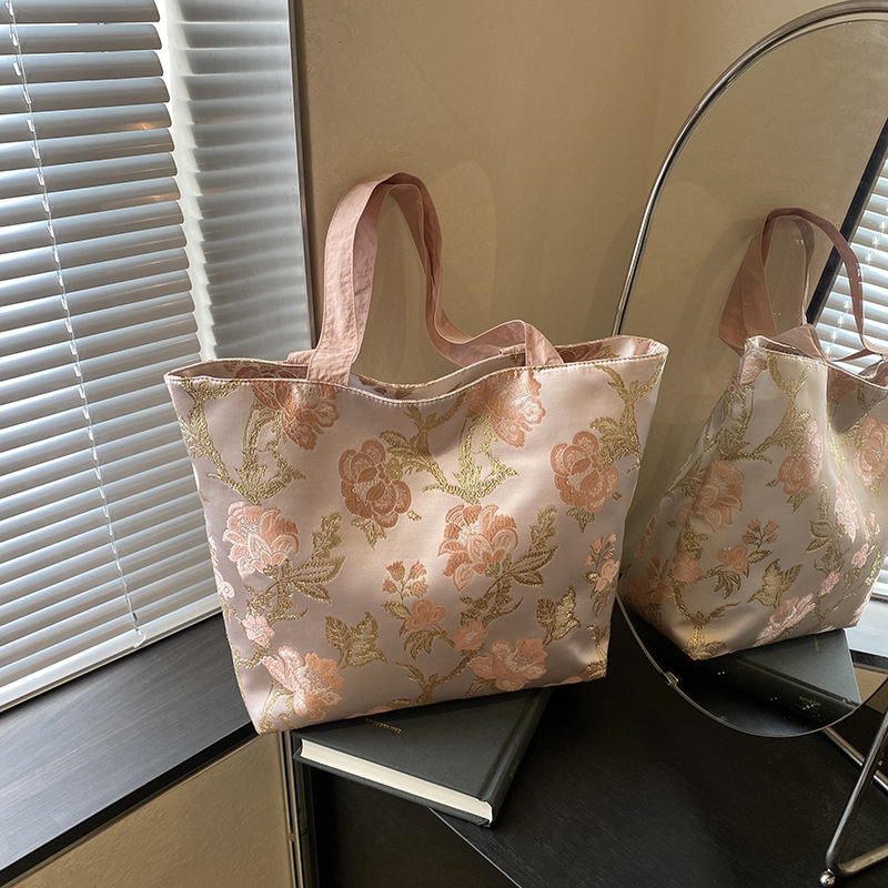 シンプルな大容量トートバッグ 女性用 ショルダーバッグ 刺繍 - Interior Design Class のレビューと価格