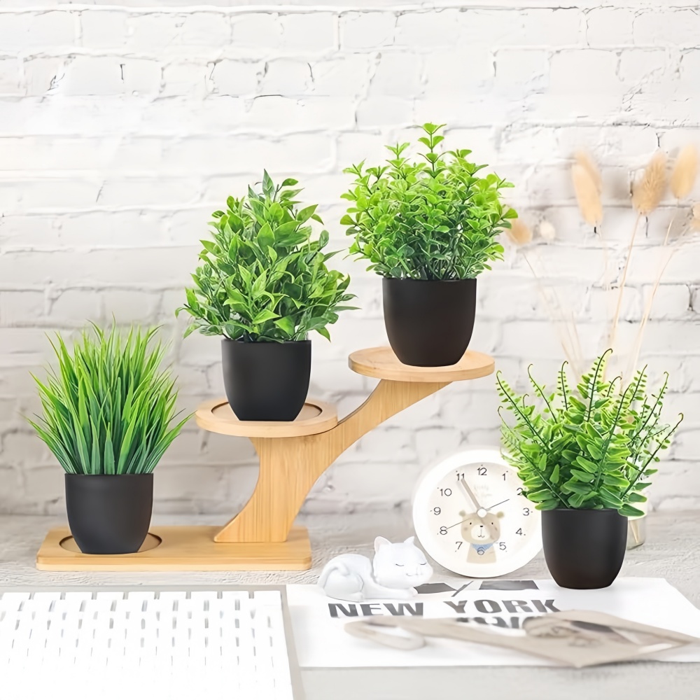 4個セット ミニ人工植物 鉢植え 室内/屋外装飾 グリーン盆 - Interior Design Office のレビューと価格