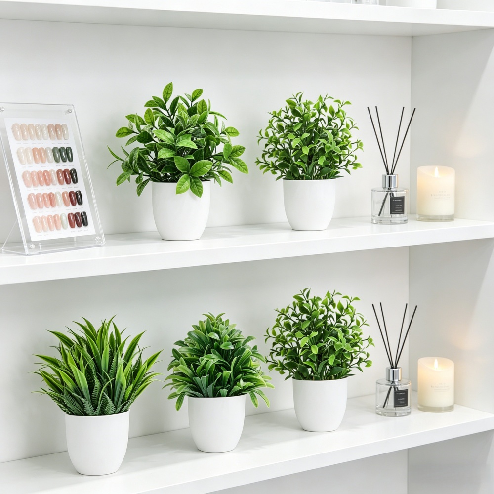 4個セット ミニ人工植物 鉢植え 室内/屋外装飾 グリーン盆 - Interior Design Office のレビューと価格