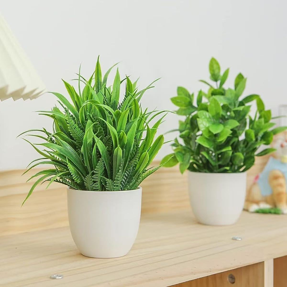 4個セット ミニ人工植物 鉢植え 室内/屋外装飾 グリーン盆 - Interior Design Office のレビューと価格