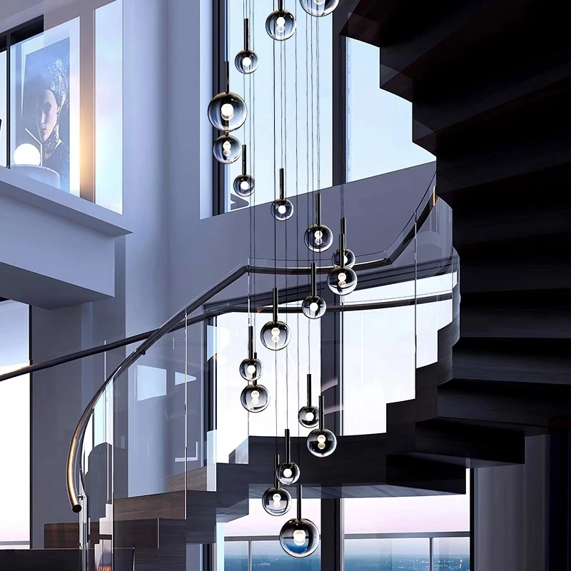 ミニマリズムデザインブラックピンポンガラスシャンデリア光沢ハ - Interior Design Remote のレビューと価格